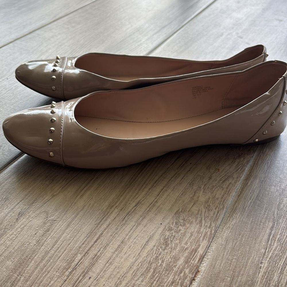 Nine West Nude Patent Studded Ballet Flats